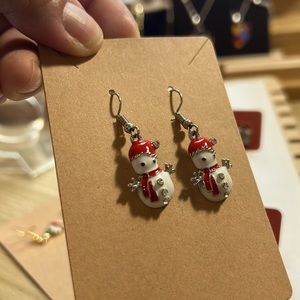 Snow man silver earrings